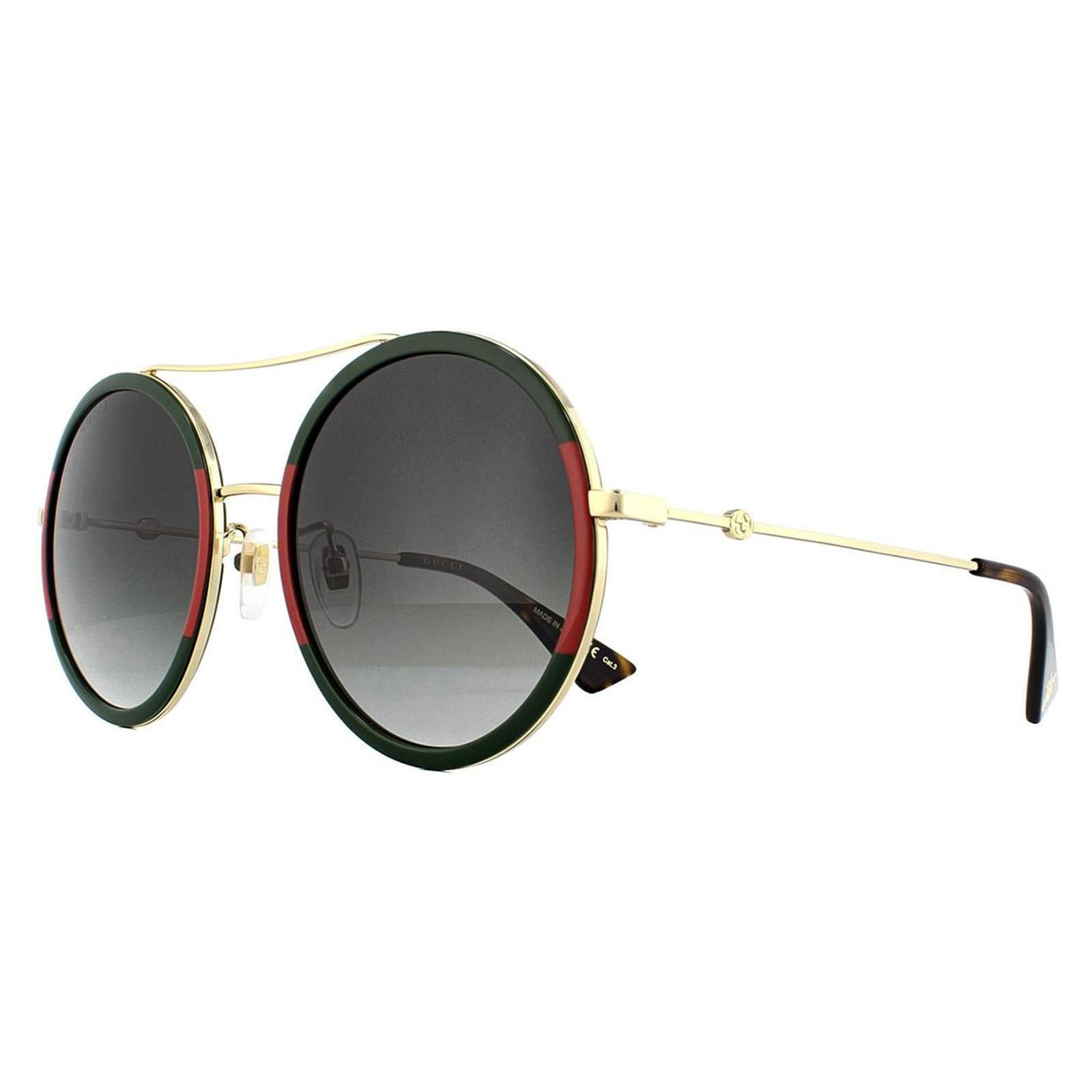 Gucci Round Gold Green and Red Green Gradient Sunglasses image 2