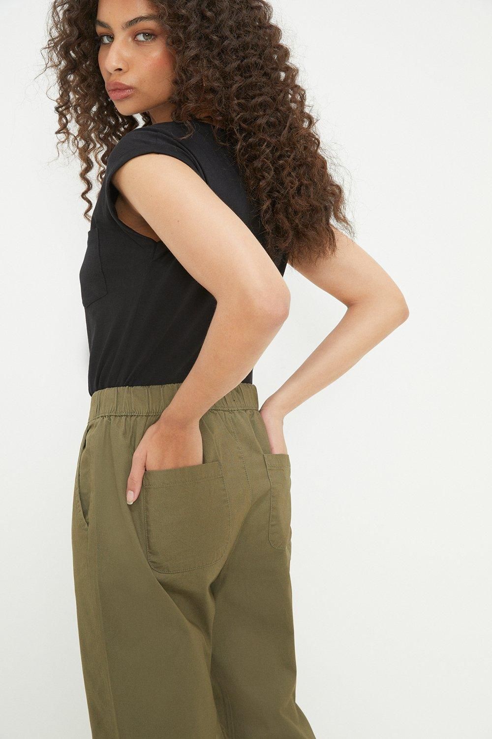 Dorothy Perkins Elastic Back Chino Trousers Khaki image 3