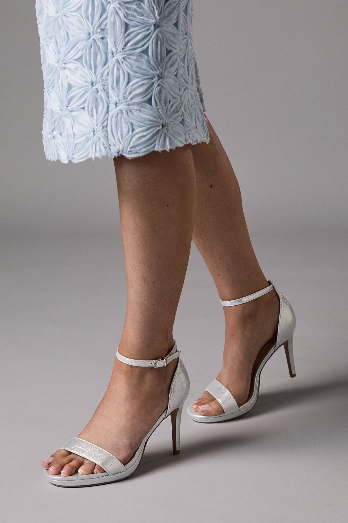 Coast Talia Metallic Textile Platform High Heel Sandals Silver