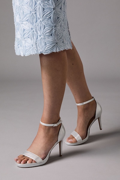 Coast Talia Metallic Textile Platform High Heel Sandals Silver