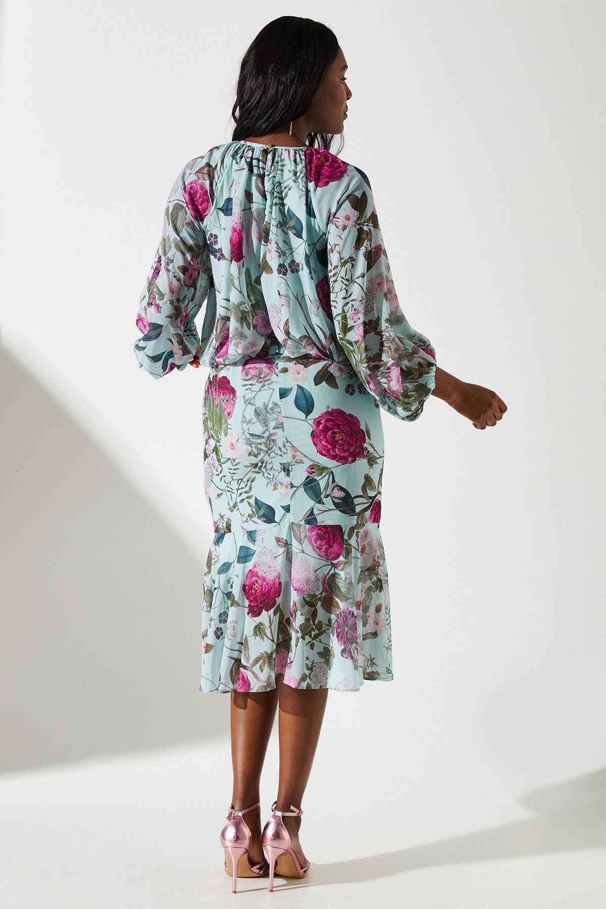 Coast Printed Chiffon Blouson Midi Dress Multi image 3