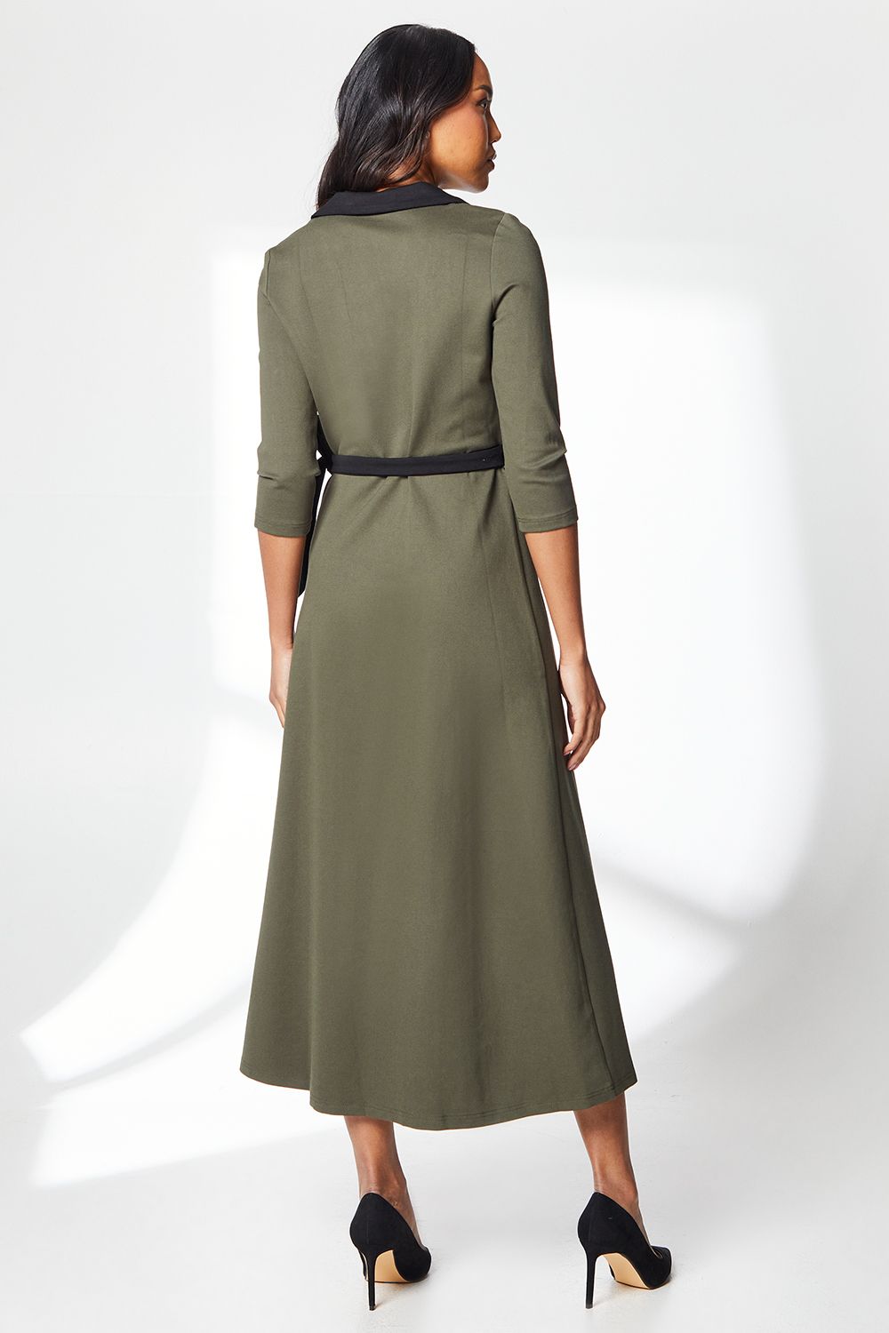 Principles Green Ponte Contrast Wrap Dress Khaki image 3