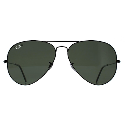 Ray-Ban Aviator Black Green Polarized Aviator 3025 Sunglasses