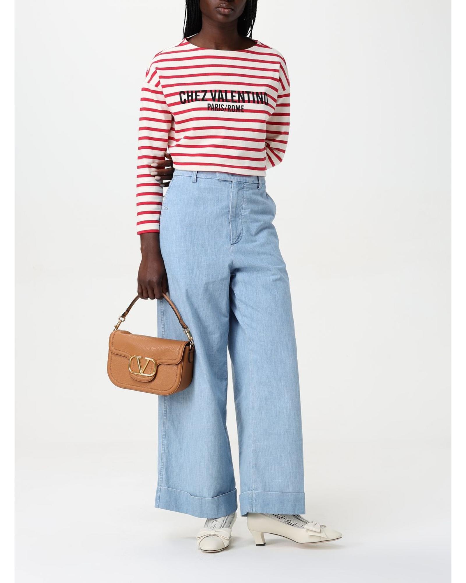 Valentino Striped Long Sleeve Top Wo - Red T-Shirts image 2