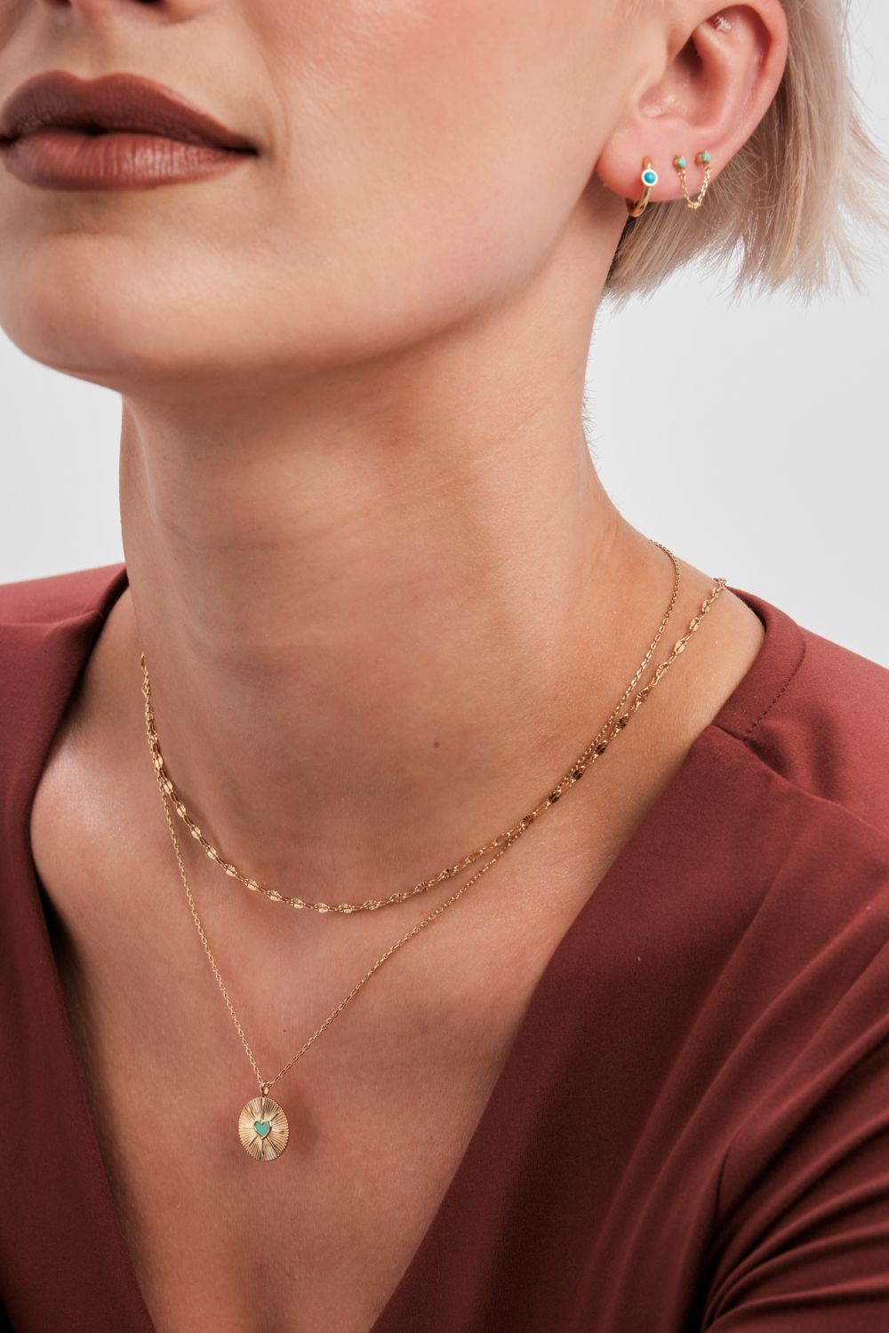 Inicio Inicio 14K Real Gold Plated Recycled Chain Drop Stud Earrings - Gift Pouch image 3