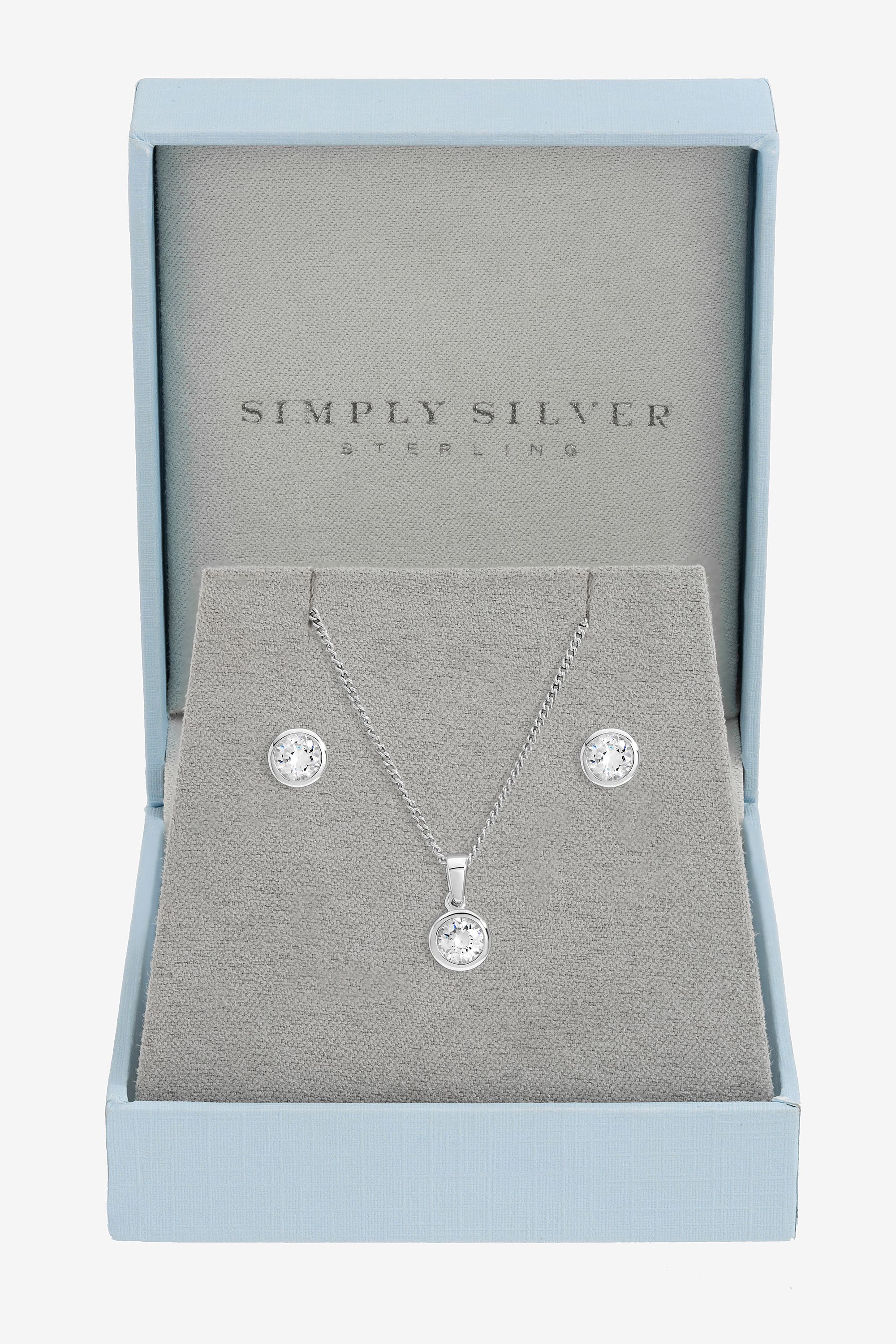Inicio Sterling Silver Plated Cubic Zirconia Bezel Set - Gift Box image 1