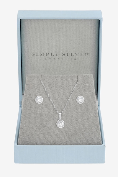 Inicio Sterling Silver Plated Cubic Zirconia Bezel Set - Gift Box