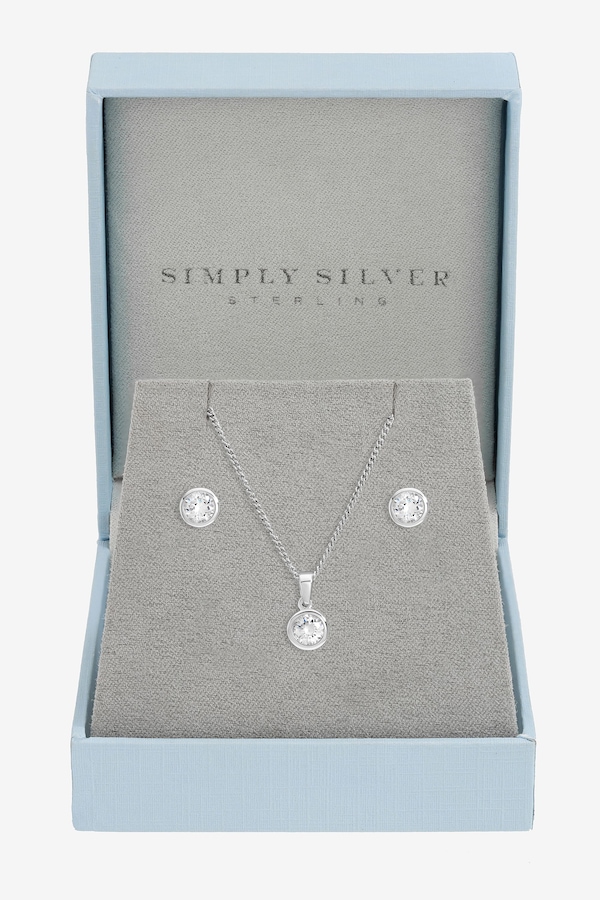 Inicio Sterling Silver Plated Cubic Zirconia Bezel Set - Gift Box