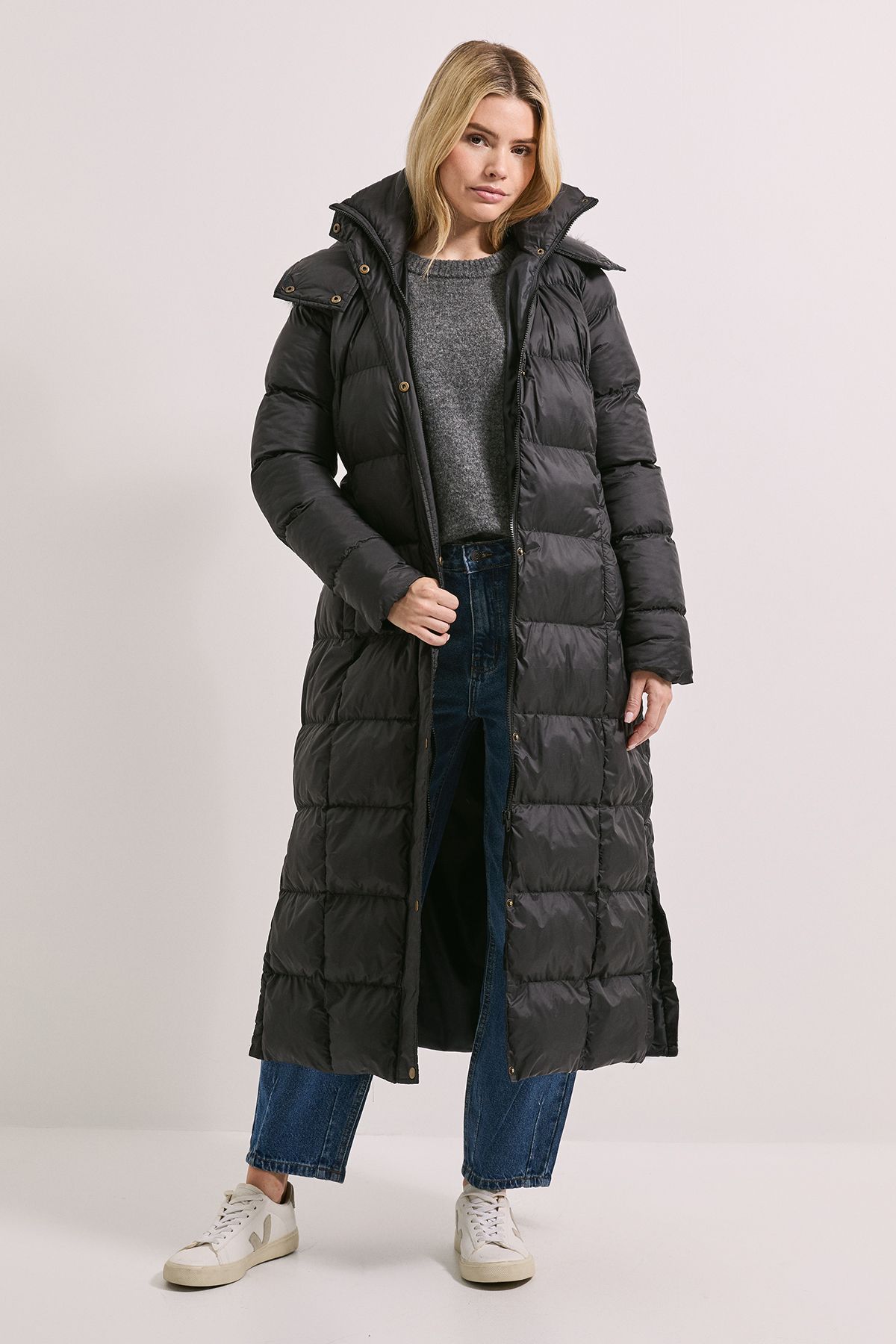 Dorothy Perkins Fur Trim Padded Puffer Coat Black image 1