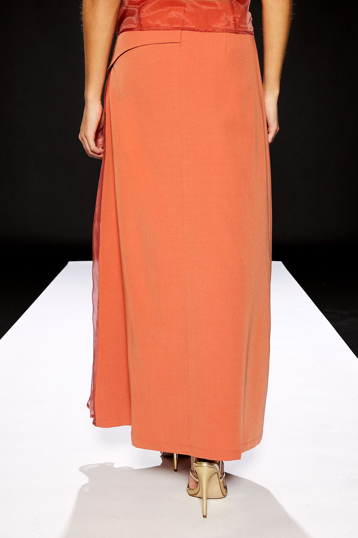 RUNWAY 1.8.1.8 Runway 1.8.1.8 Organza Panelled Maxi Skirt Orange image 4