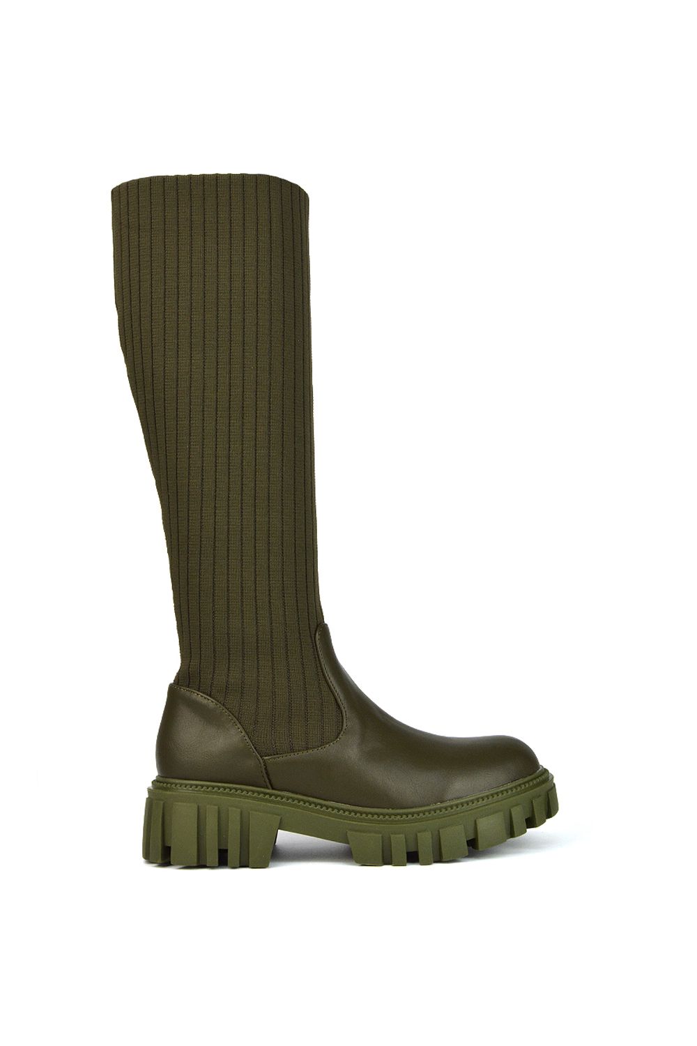 XY London 'Kirsten' Knitted Sock Knee High Boots with Chunky Sole