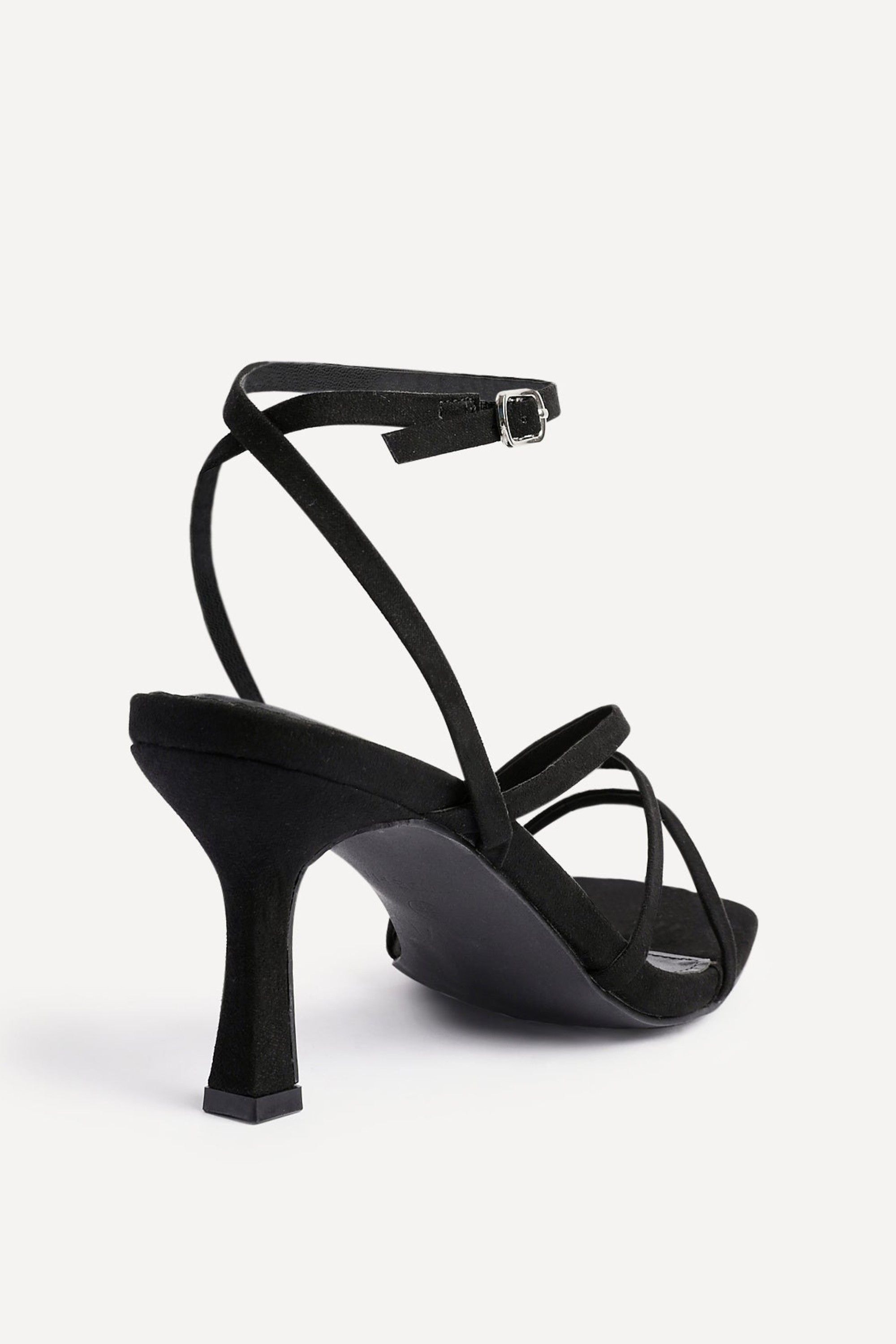 Linzi Reflect Black Faux Suede Strappy Heels image 5