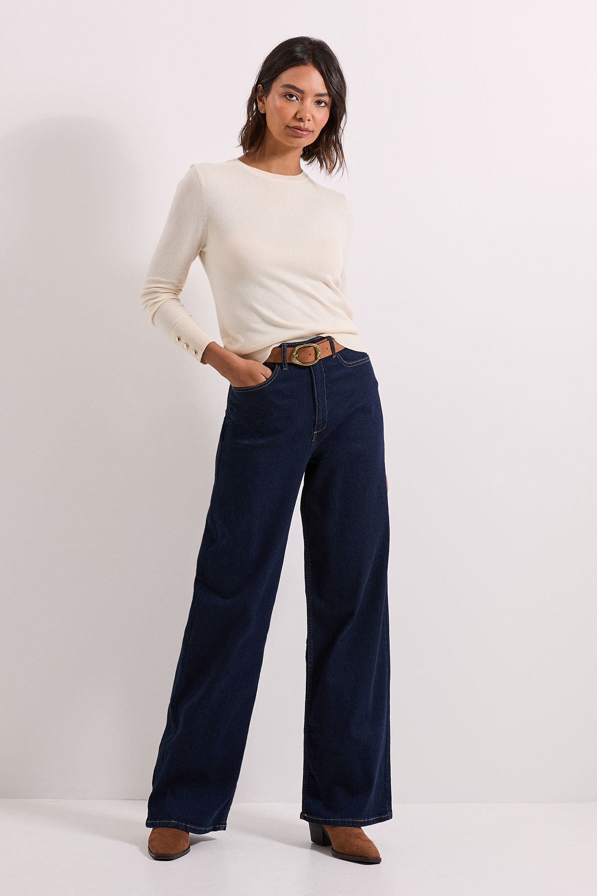 Dorothy Perkins Ivory Crew Neck Button Cuff Jumper Ivory image 2