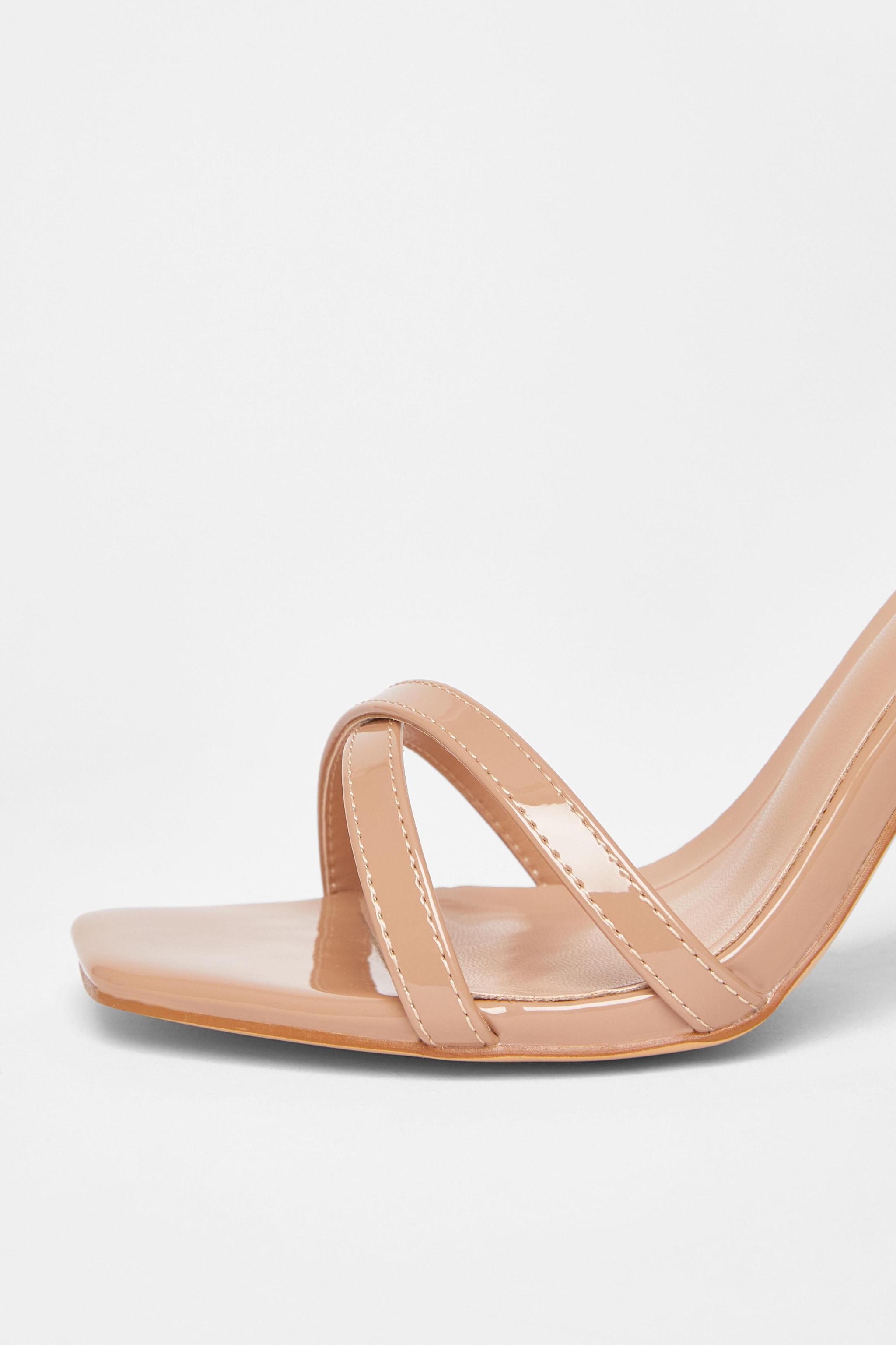 Quiz Nude Wide Fit Barely There Heels image 4