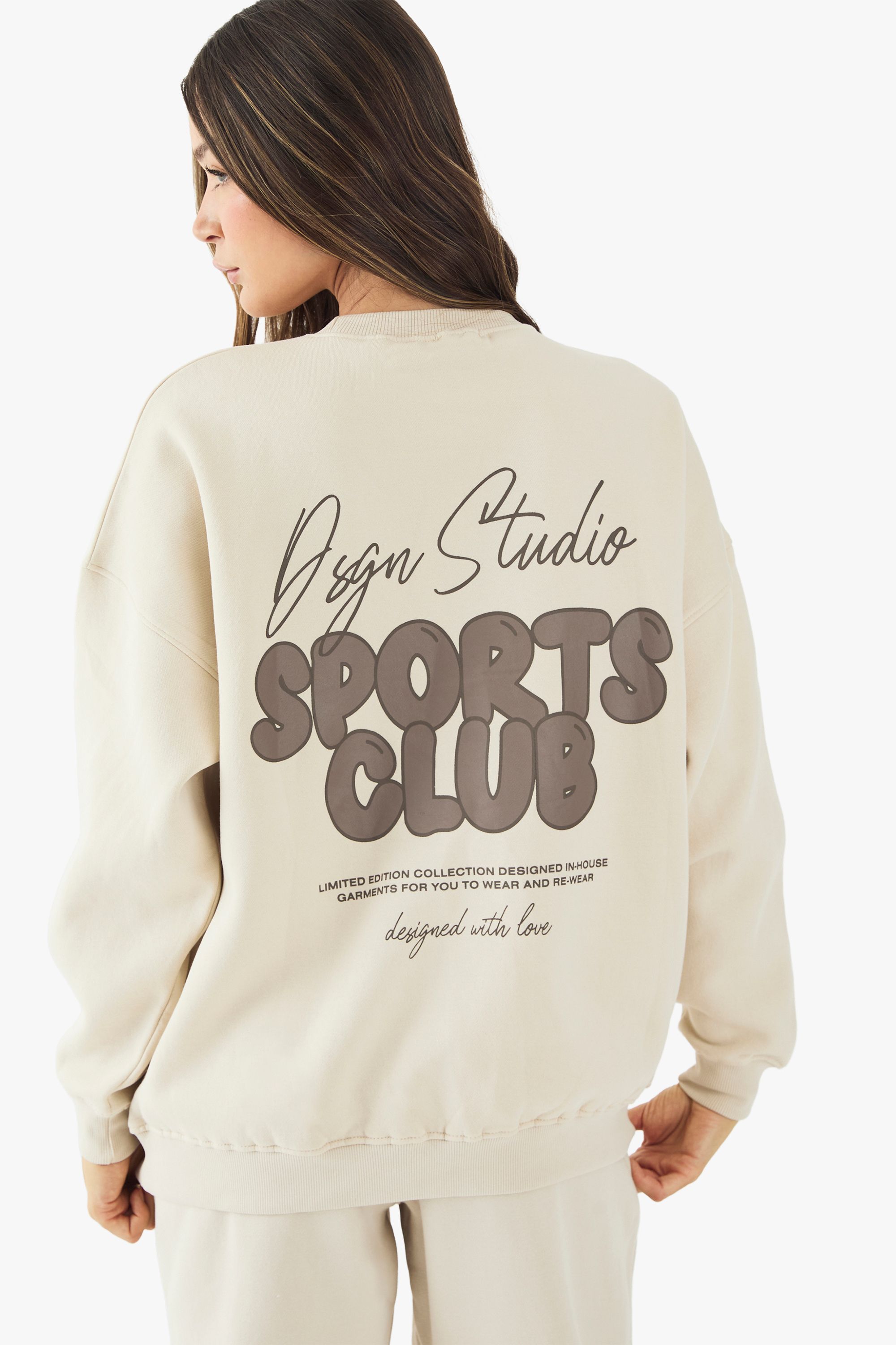 DSGN Studio DSGN Studio Sports Bubble Slogan Oversized Sweatshirt Stone image 2