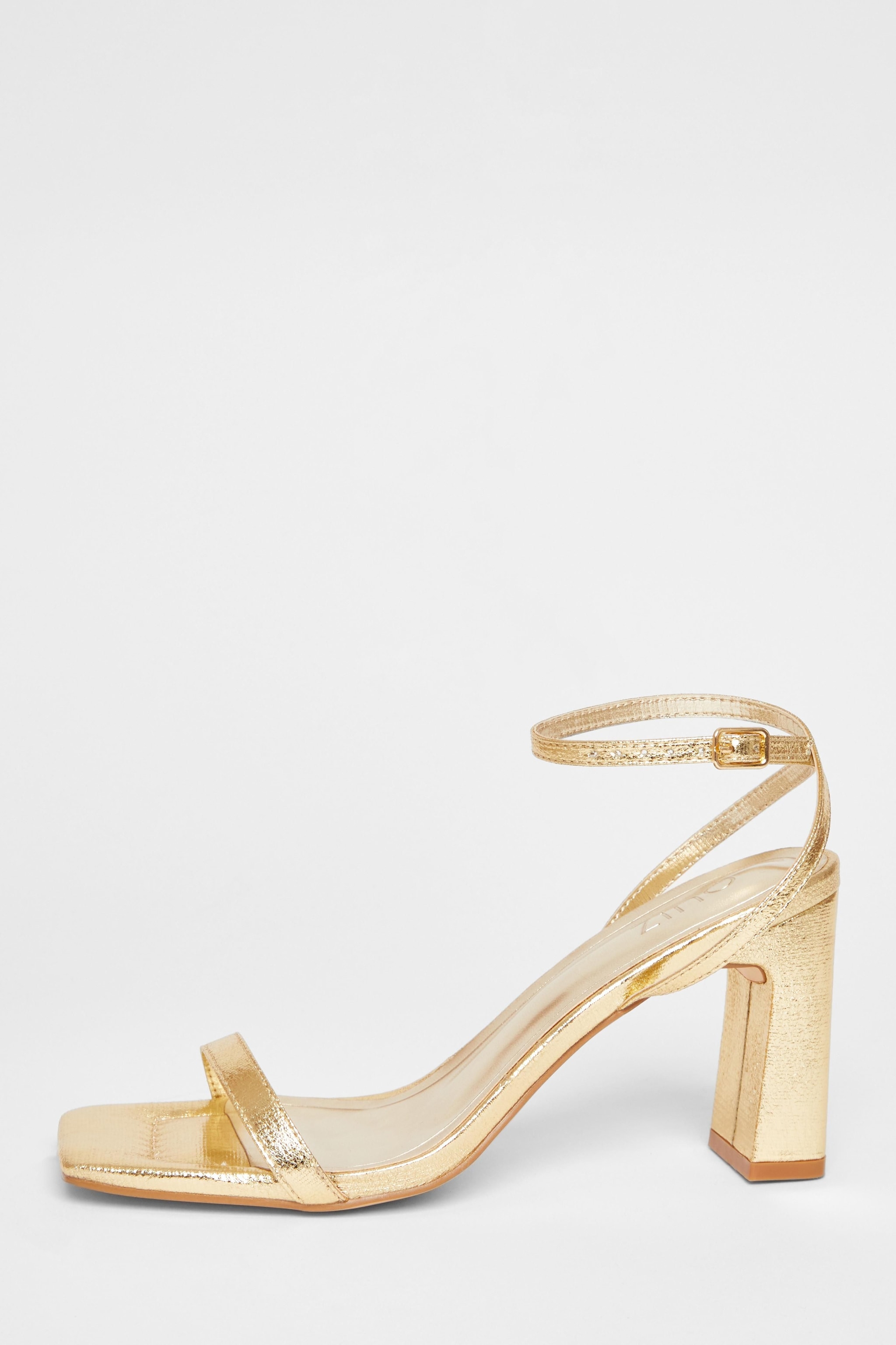 Quiz Gold Barely There Block Heels image 3