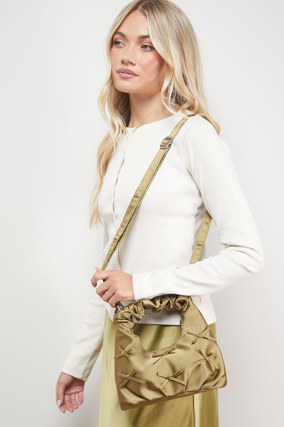 Oasis Liv Bow Detail Grab Bag Olive image 2