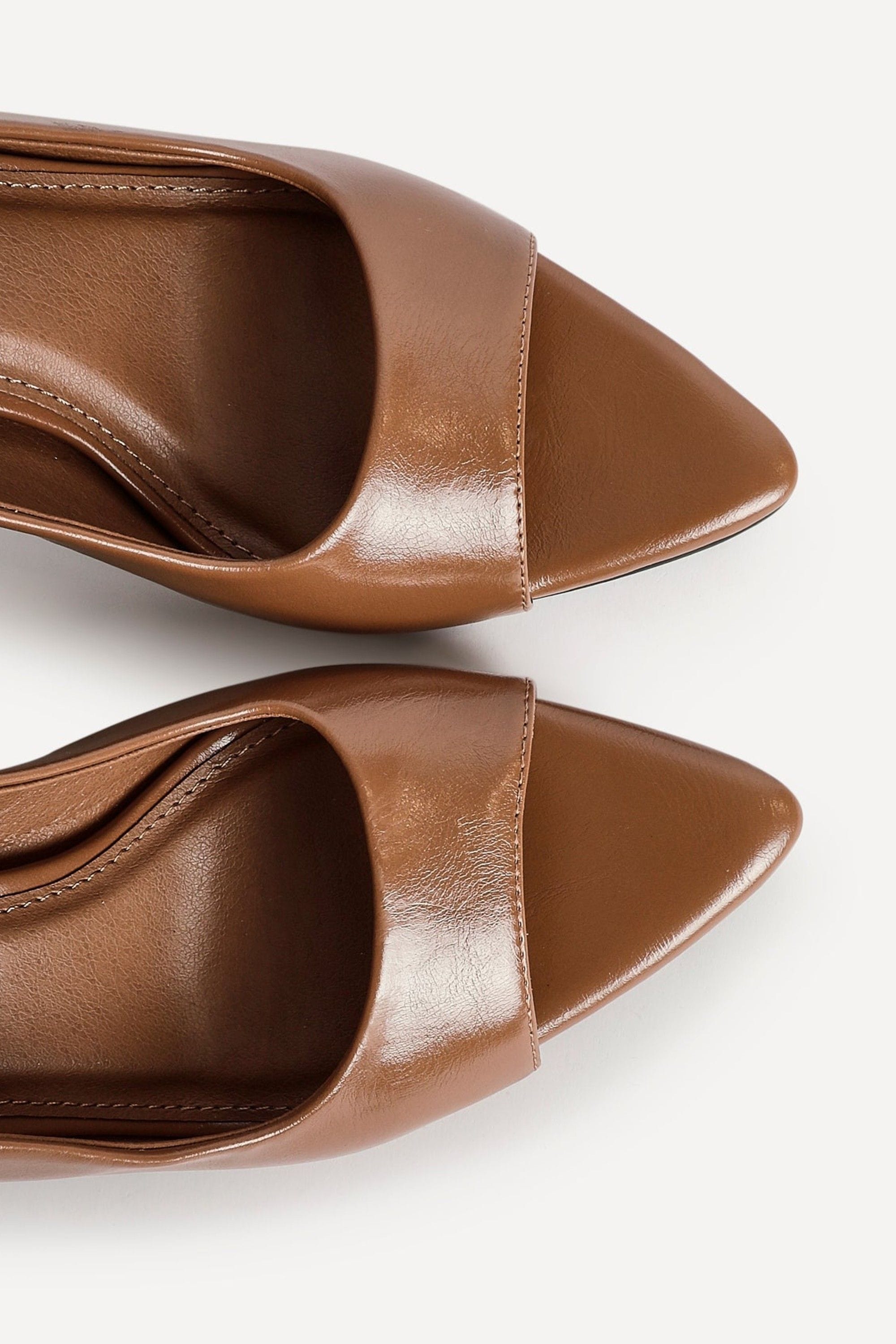 Linzi Tokyo Camel Faux Leather Peep Toe Heels image 5