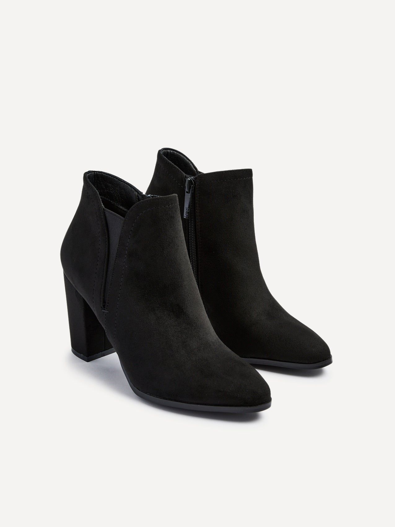 Linzi Freda Black Faux Suede Block Heeled Ankle Boot image 4