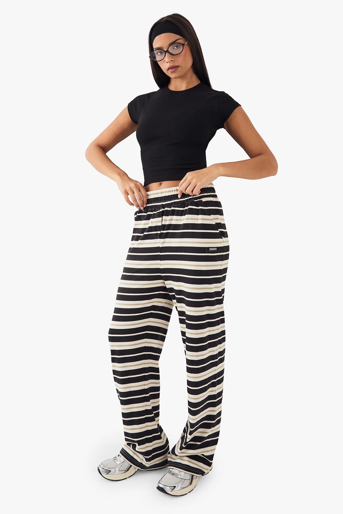 DSGN Studio DSGN Studio Stripe Straight Leg Trouser Black image 1