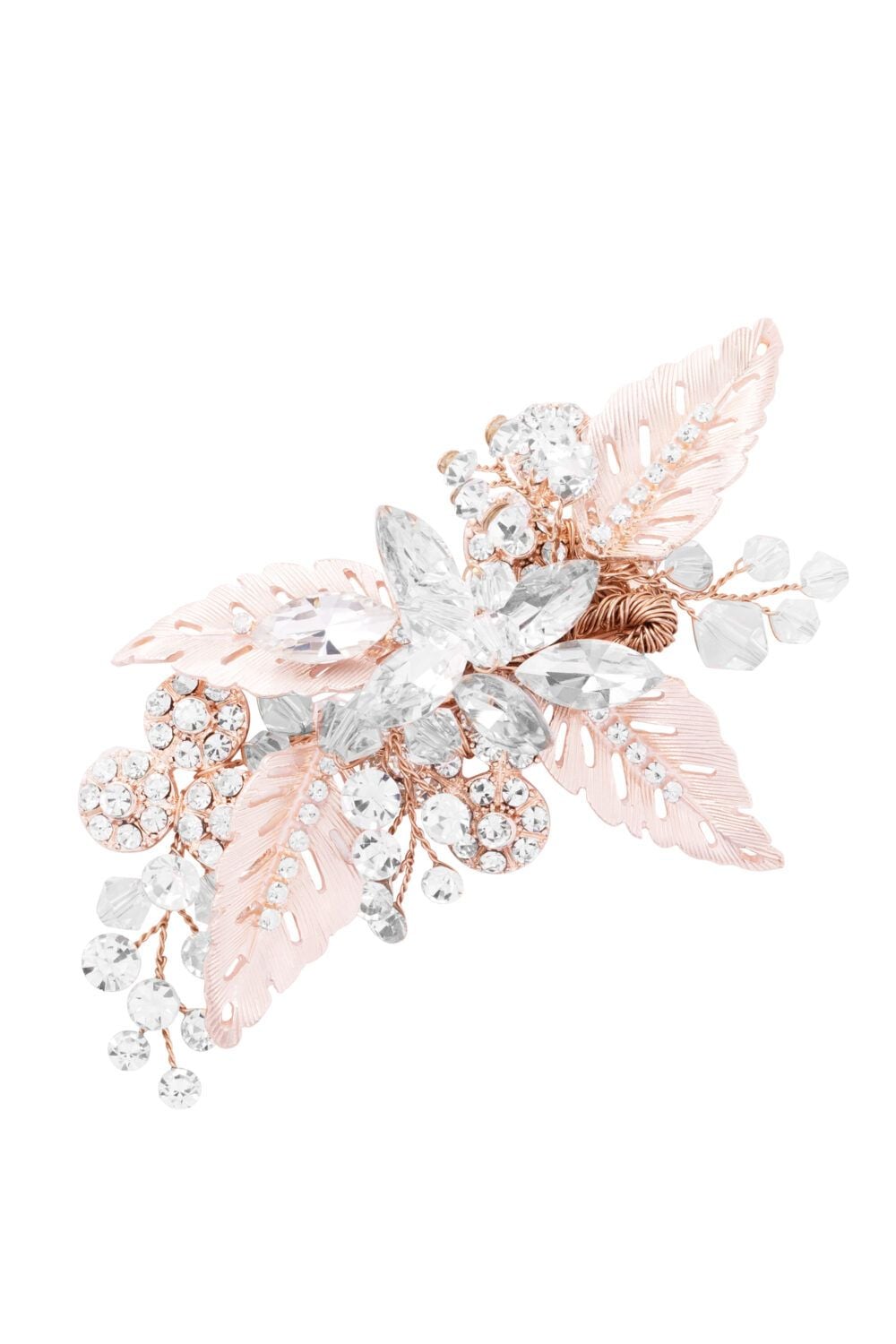 Jon Richard Molly Rose Gold Leaf And Navette Circle Clip - Gift Pouch