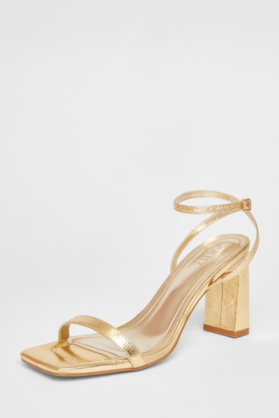Quiz Gold Barely There Block Heels