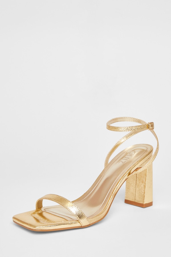 Quiz Gold Barely There Block Heels