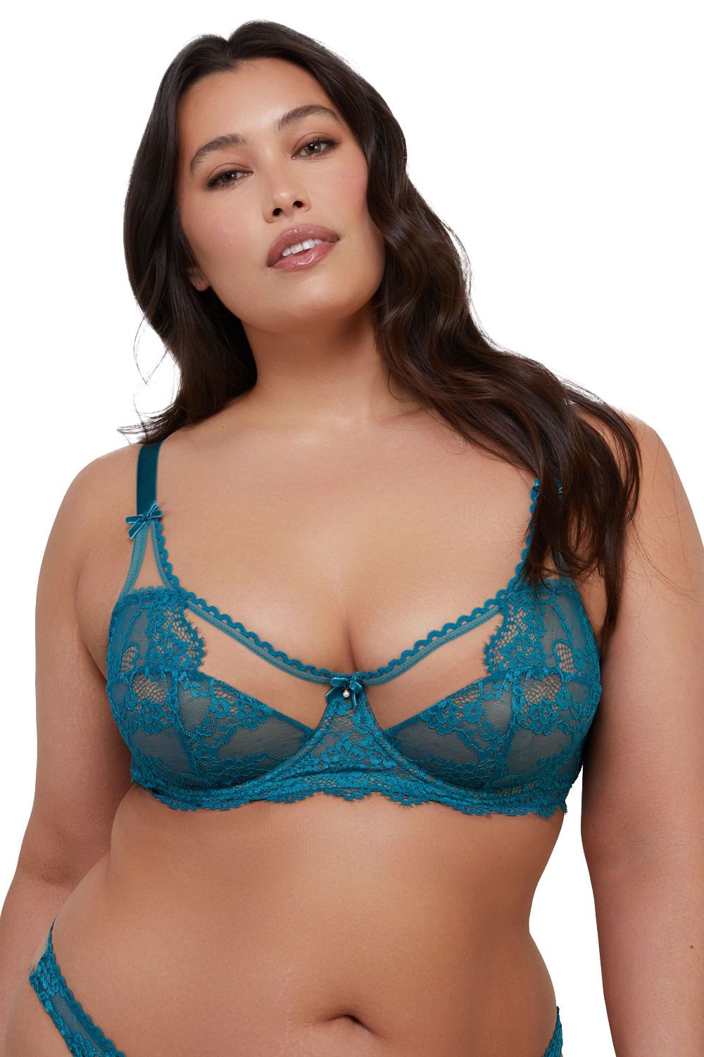 Playful Promises Phoebe Teal Eyelash Lace 'Balconette Bra' image 5