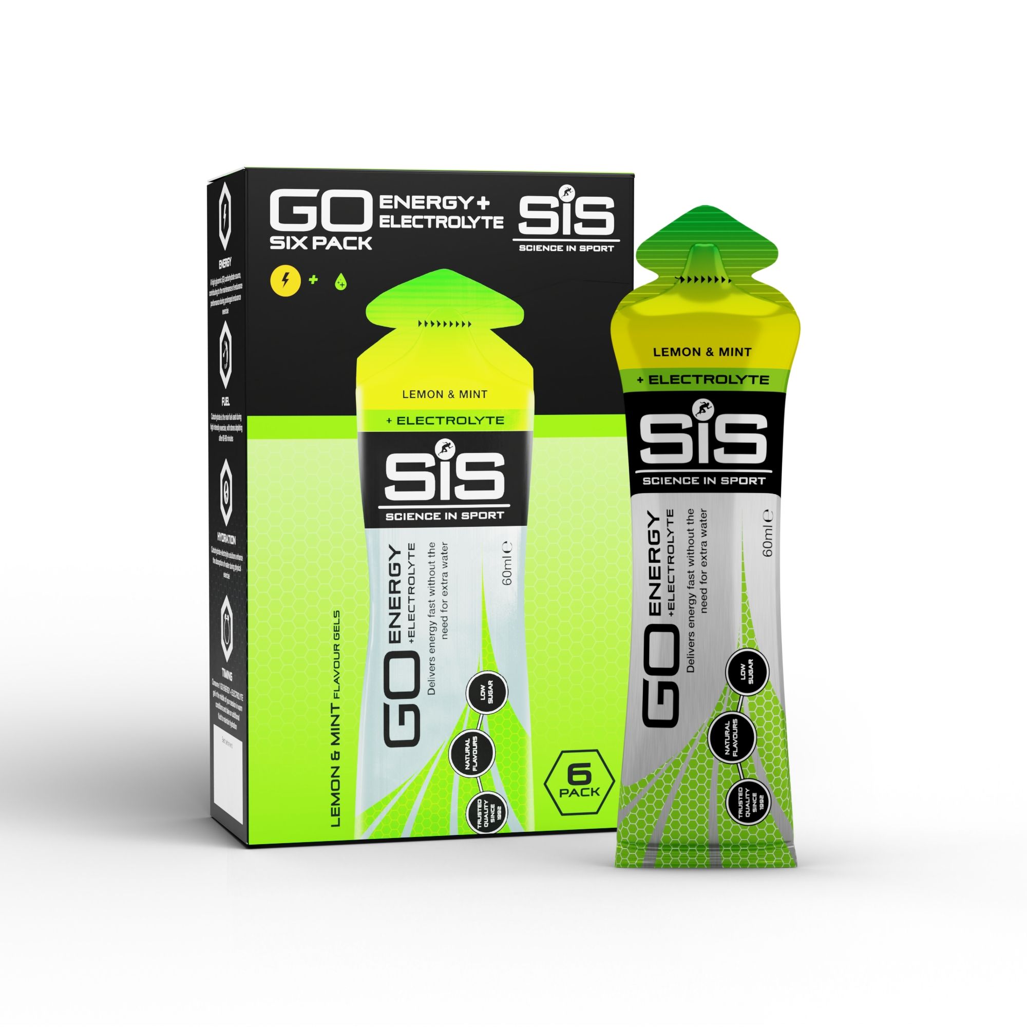 Science in Sport GO Energy + Electrolytes 60ml Gel - Lemon & Mint - 6 Pack image 1