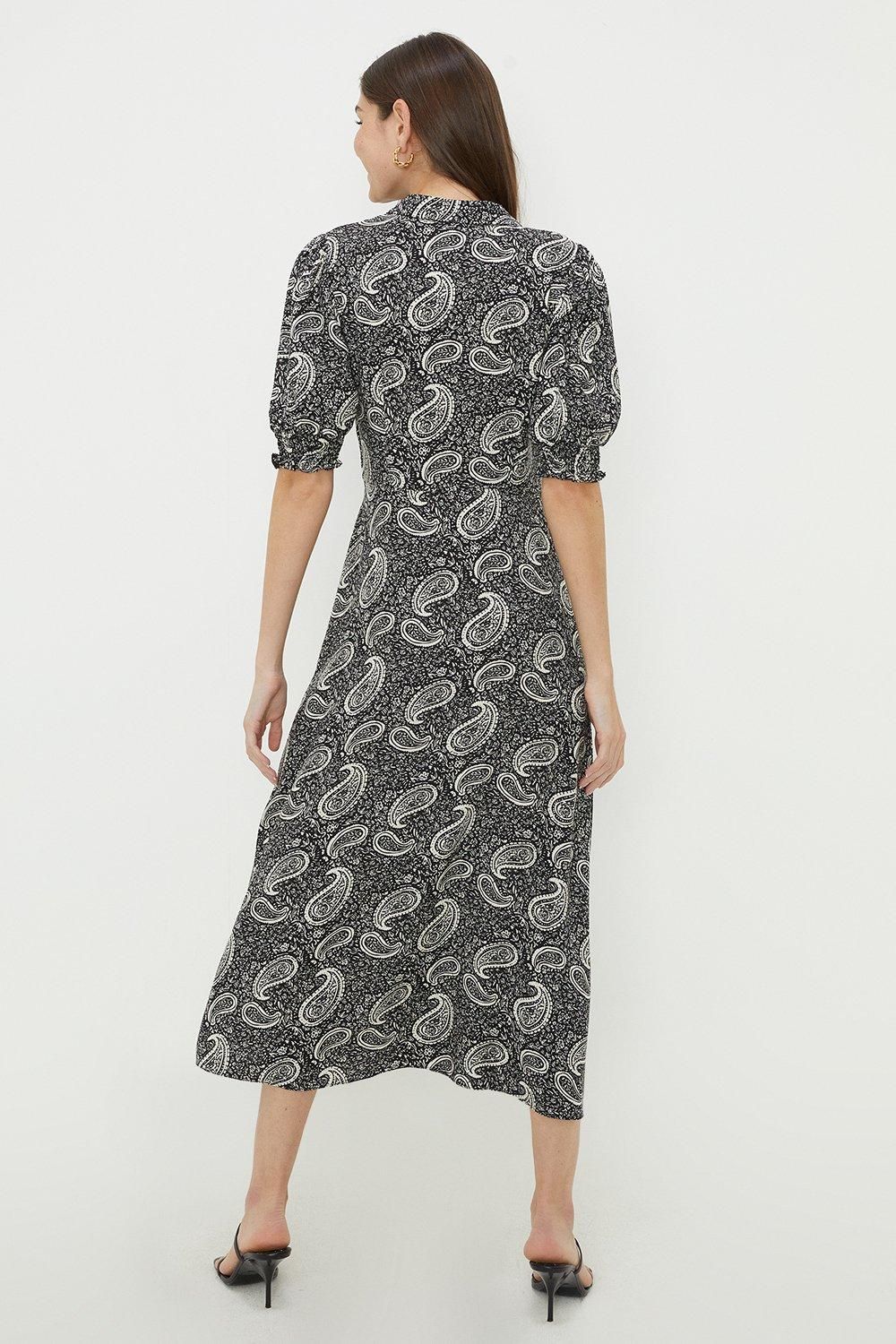 Dorothy Perkins Mono Paisley Print Midi Shirt Dress Mono image 3