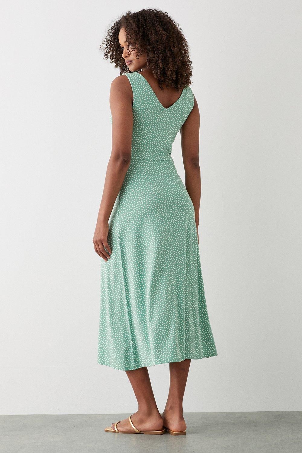 Dorothy Perkins Sage Spot Button Through Midi Dress Sage image 3