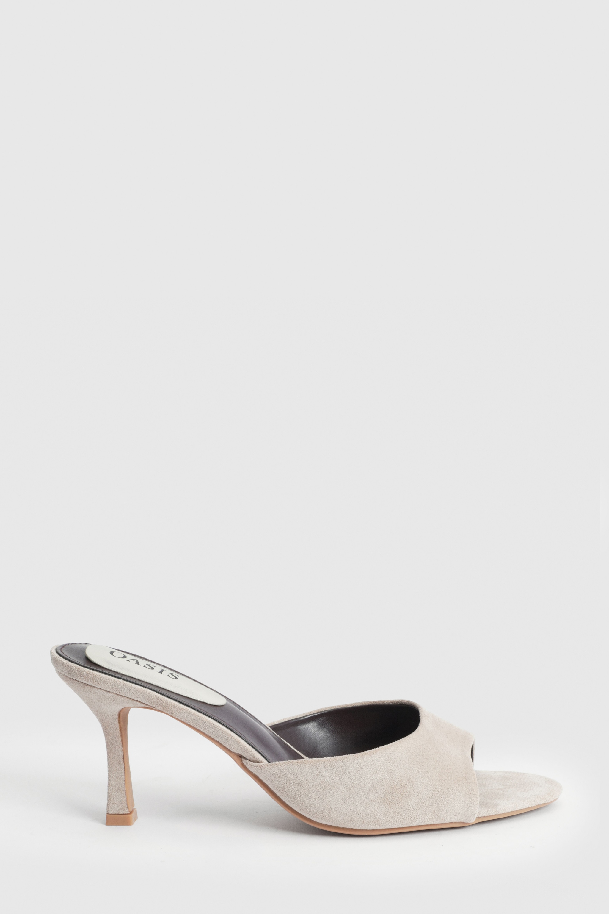 Oasis Rosa Faux Suede Stiletto Mules Beige