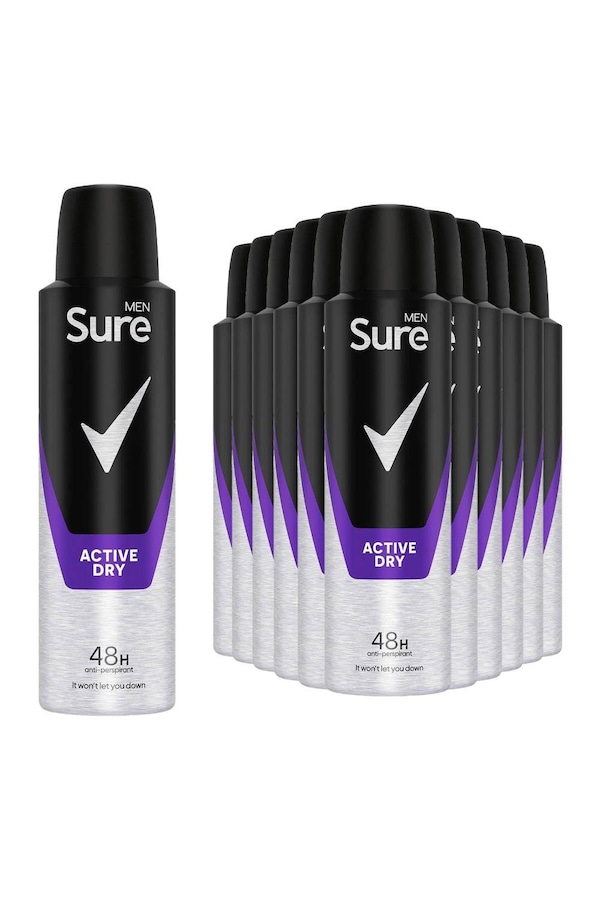 Sure Alcohol-Free Men Active Dry 'Body Spray Deodorant', 12x150ml