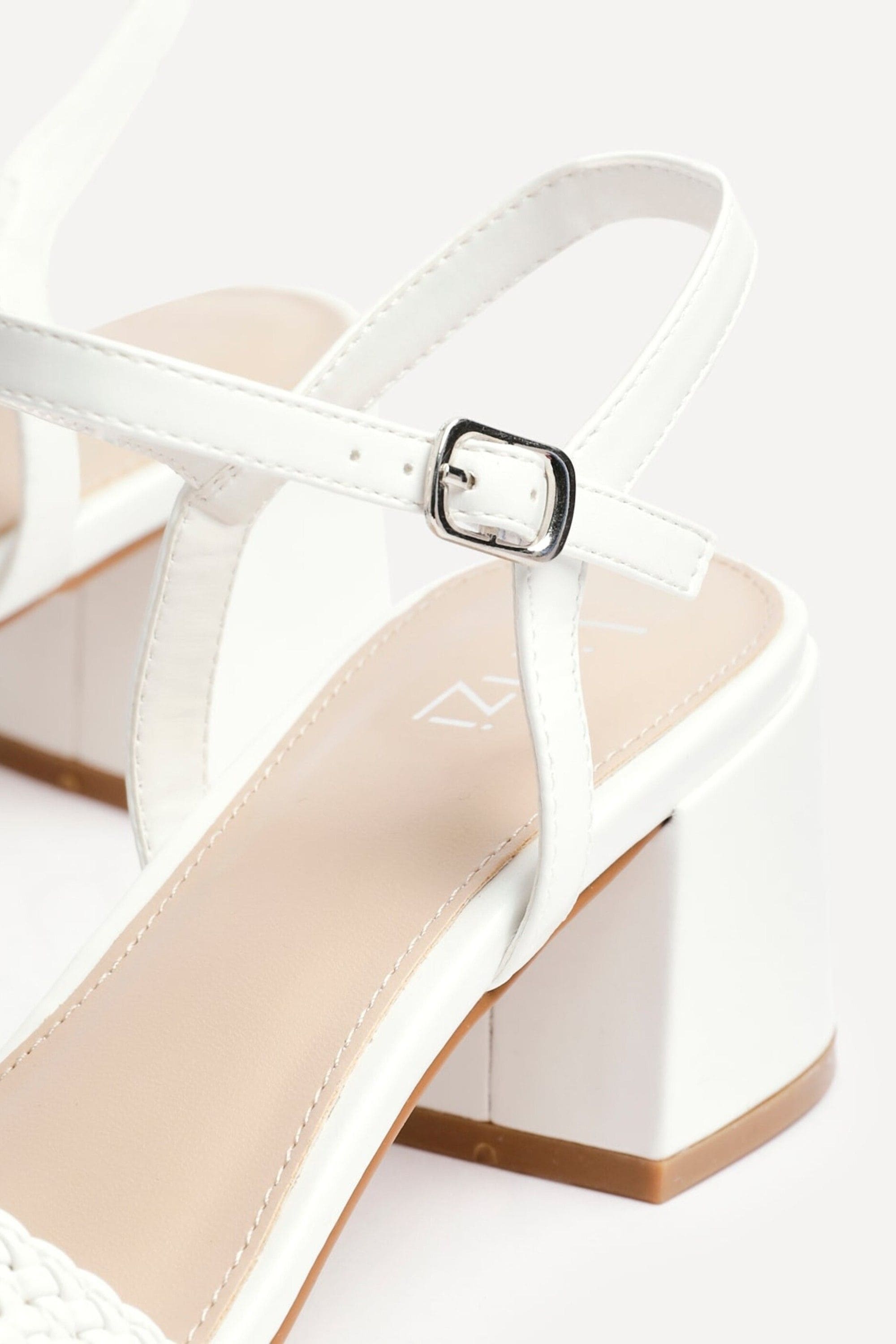 Linzi Ruthie White Faux Leather Plaited Heels image 5