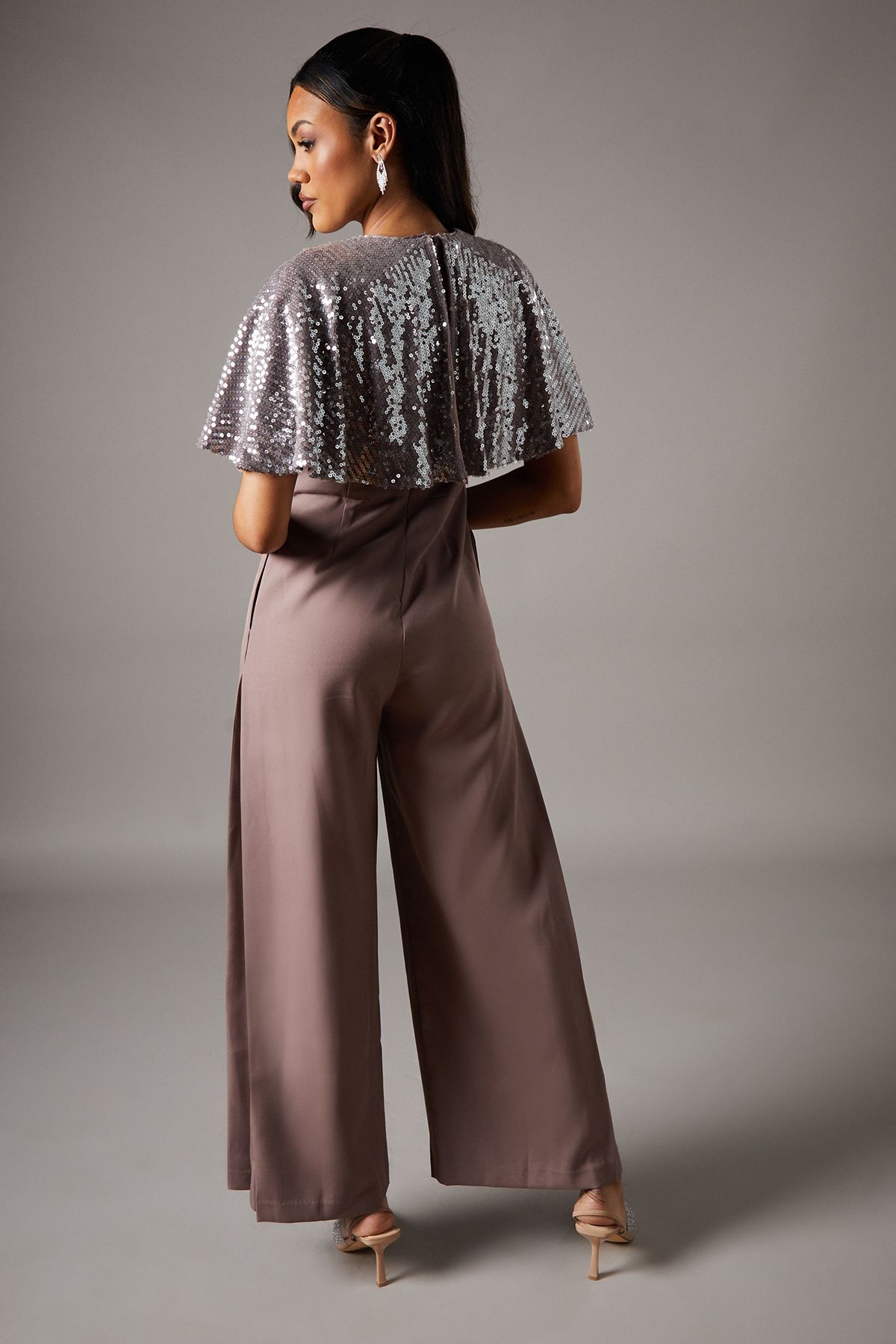 Coast Sequin Cape Jumpsuit Mink image 3