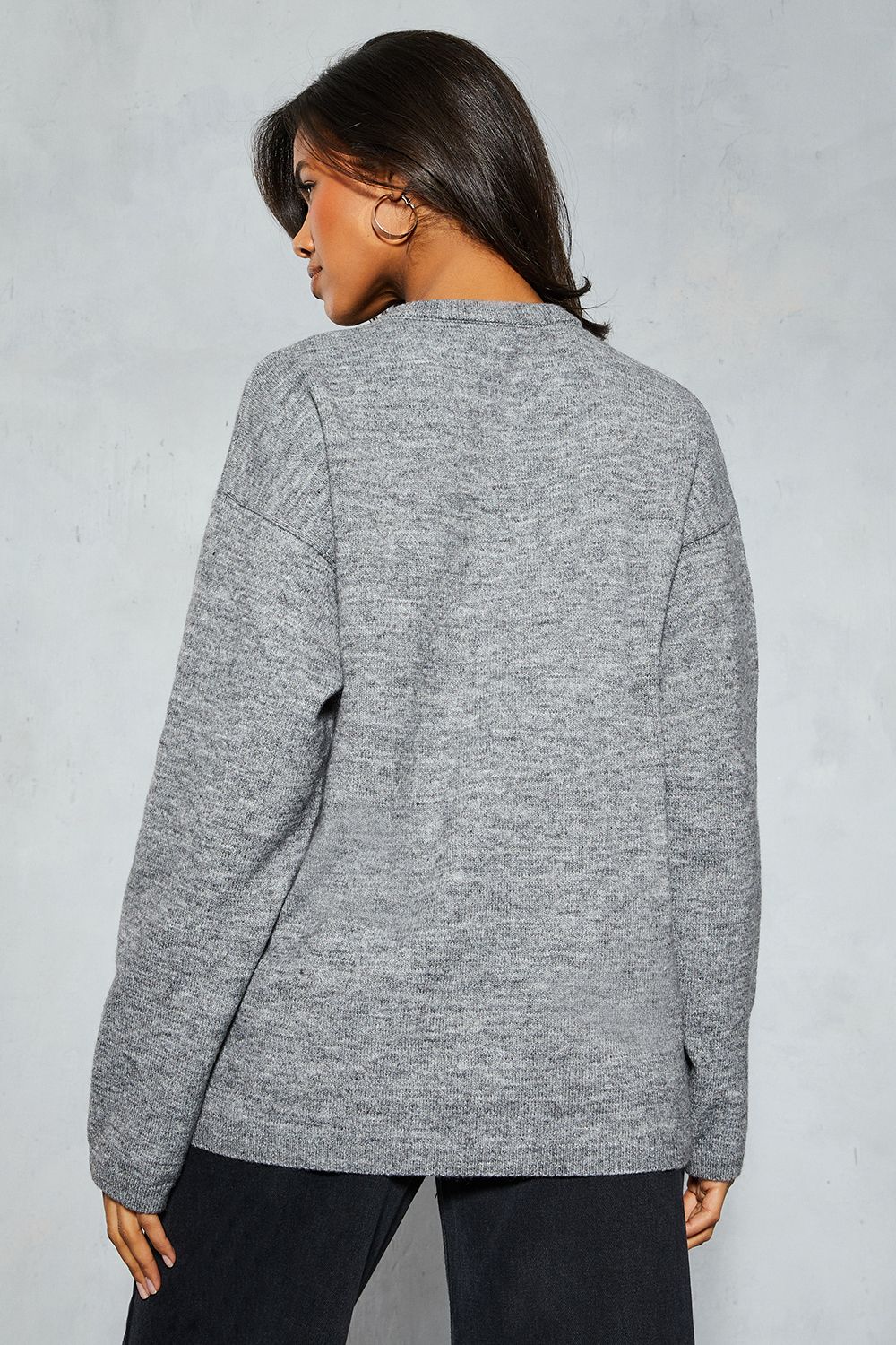 MissPap Premium Knitted Mohair Oversized Jumper Grey image 3