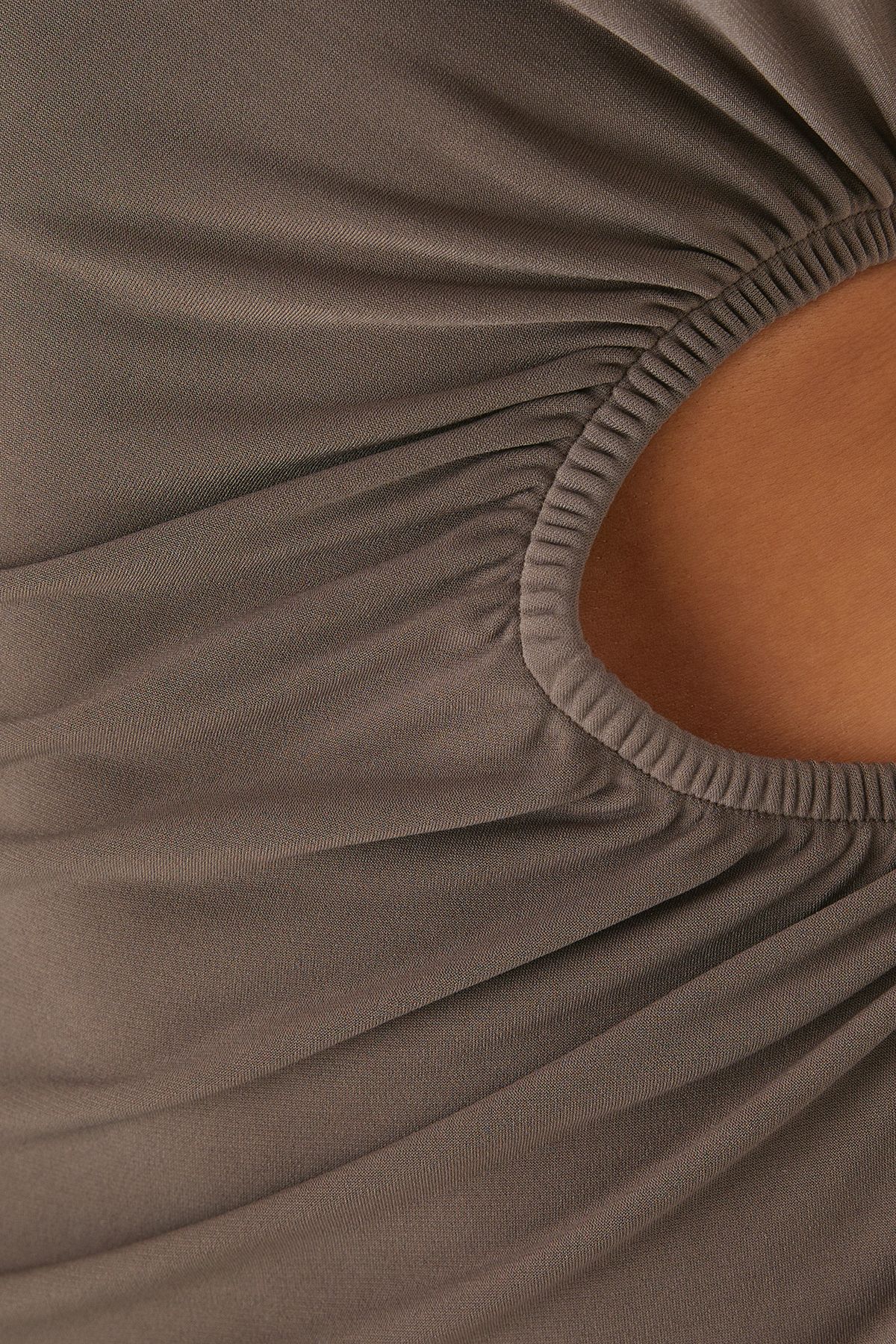 MissPap One Shoulder Cut Out Midi Dress Khaki image 5