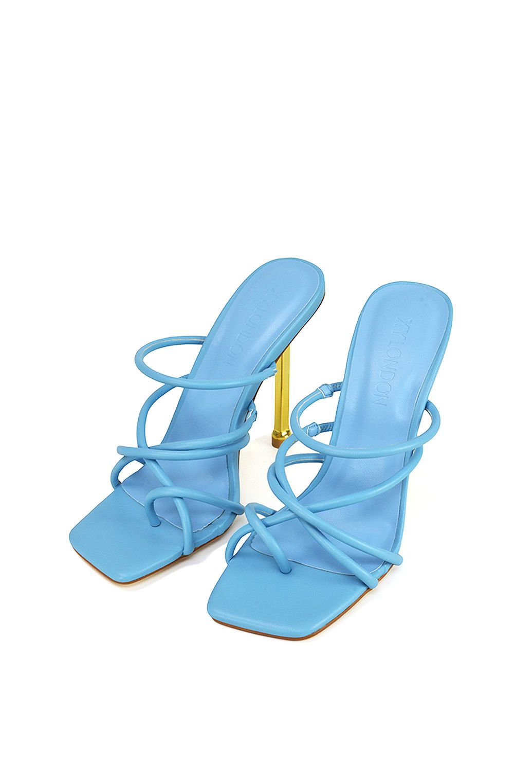 XY London 'Raelynn' Strappy Square Toe Metallic Stiletto High Heels image 5