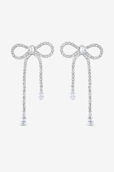 Jon Richard Silver Plated Crystal Statement Bow Drop Earrings