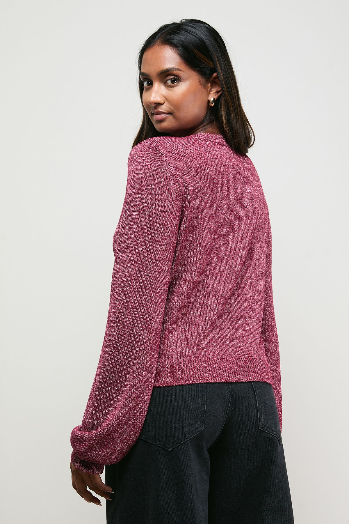 Oasis Scallop Neck Button Down Cardigan Chocolate image 3