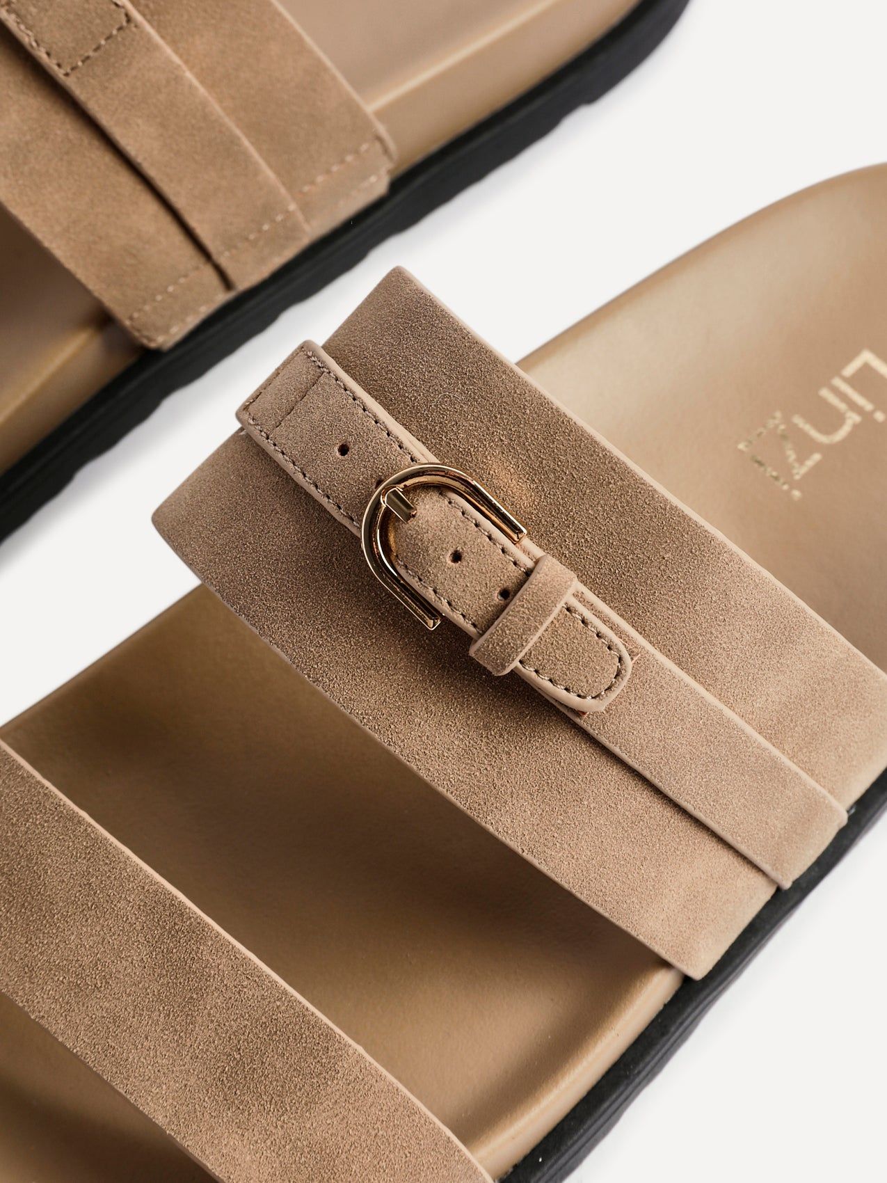 Linzi Ezra Taupe Nubuck Flat Slider Sandals image 4