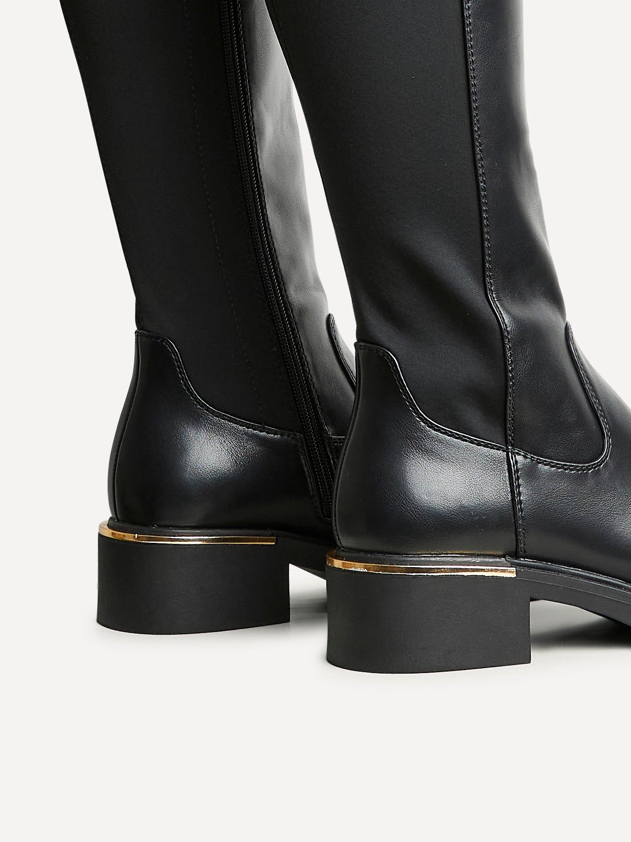 Linzi Sawyer Black Faux Leather Knee High Classic Riding Boot image 5