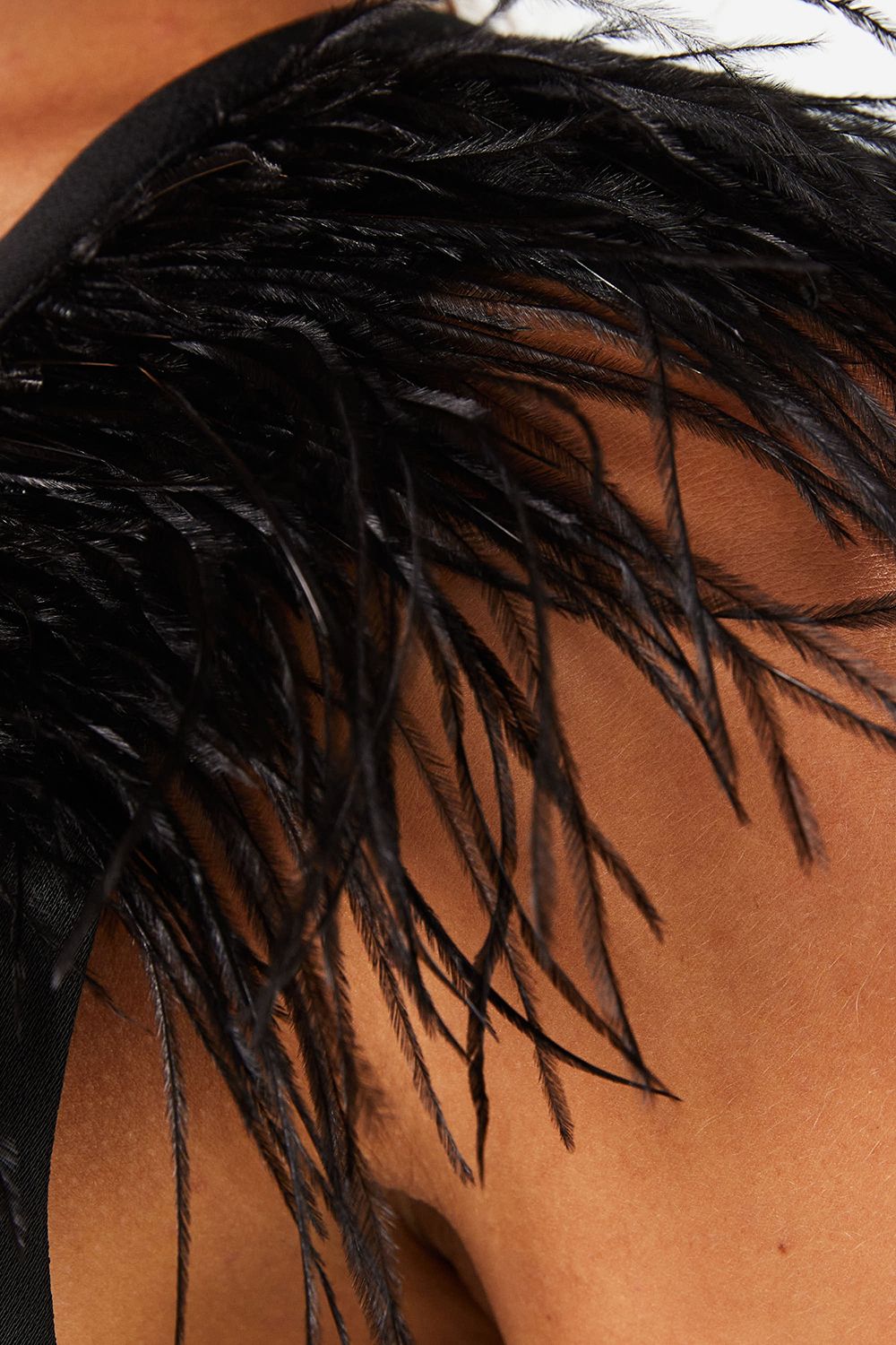 Coast Feather Shoulder Detail V Neck Satin Black Maxi Dress Black image 5