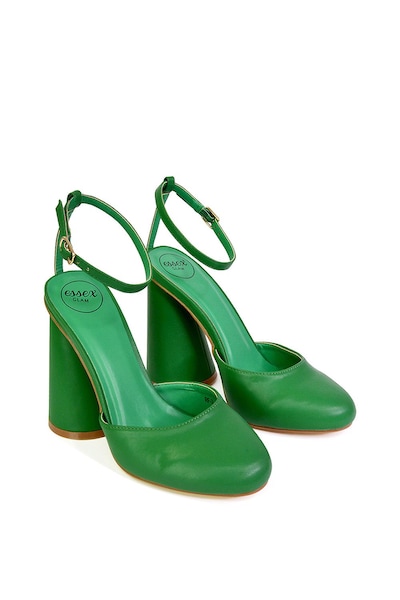 XY London 'Ekin' Ankle Strap Statement Cylinder Block Heel