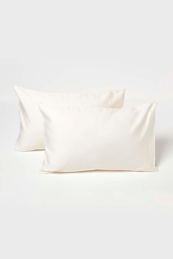 Homescapes Sateen Cotton Kids Pillowcases 40 x 60 cm 400 Thread Count, 2 Pack