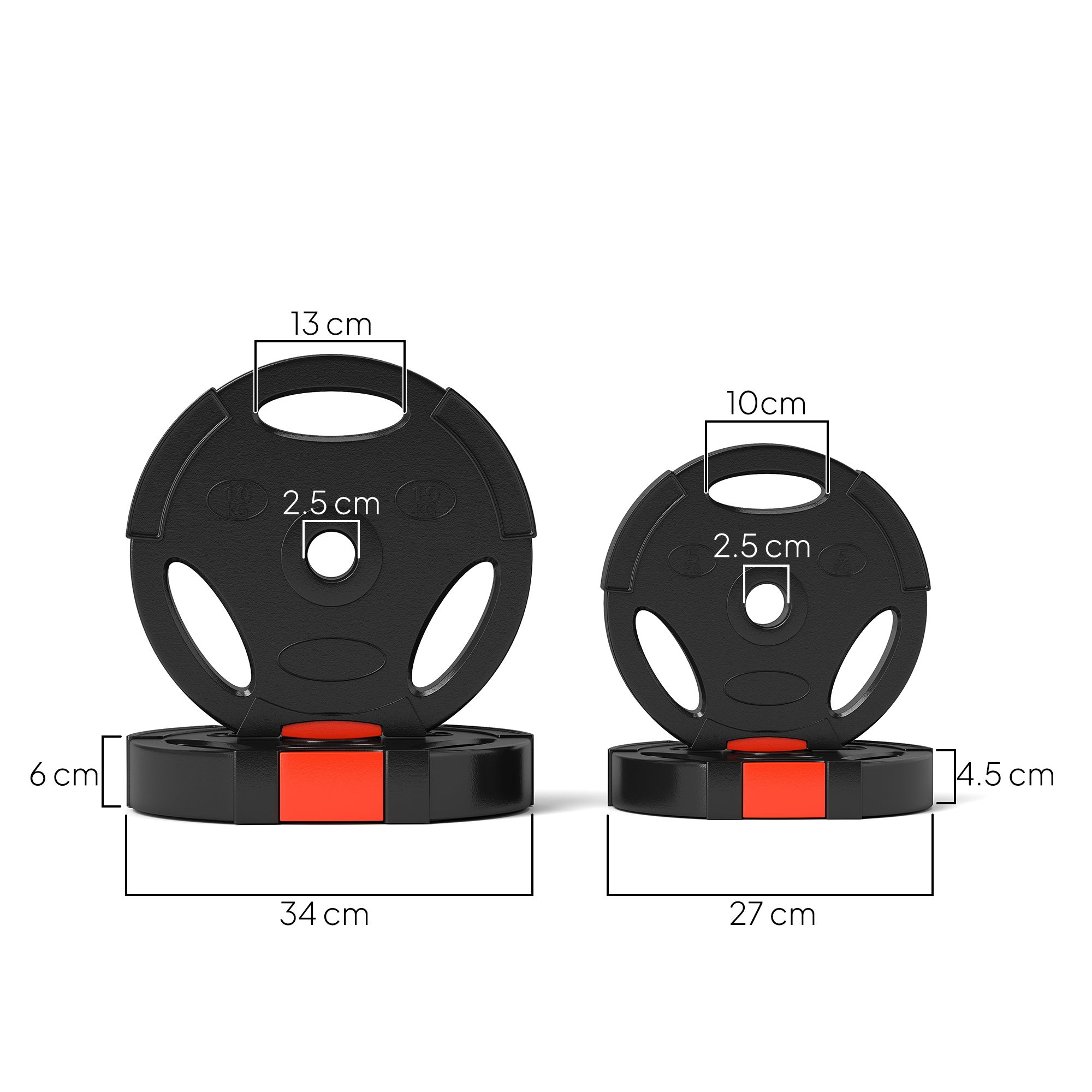 SPORTNOW Weight Plates Set for Home Gym, 2 x 10kg, 2 x 5kg, Black image 3