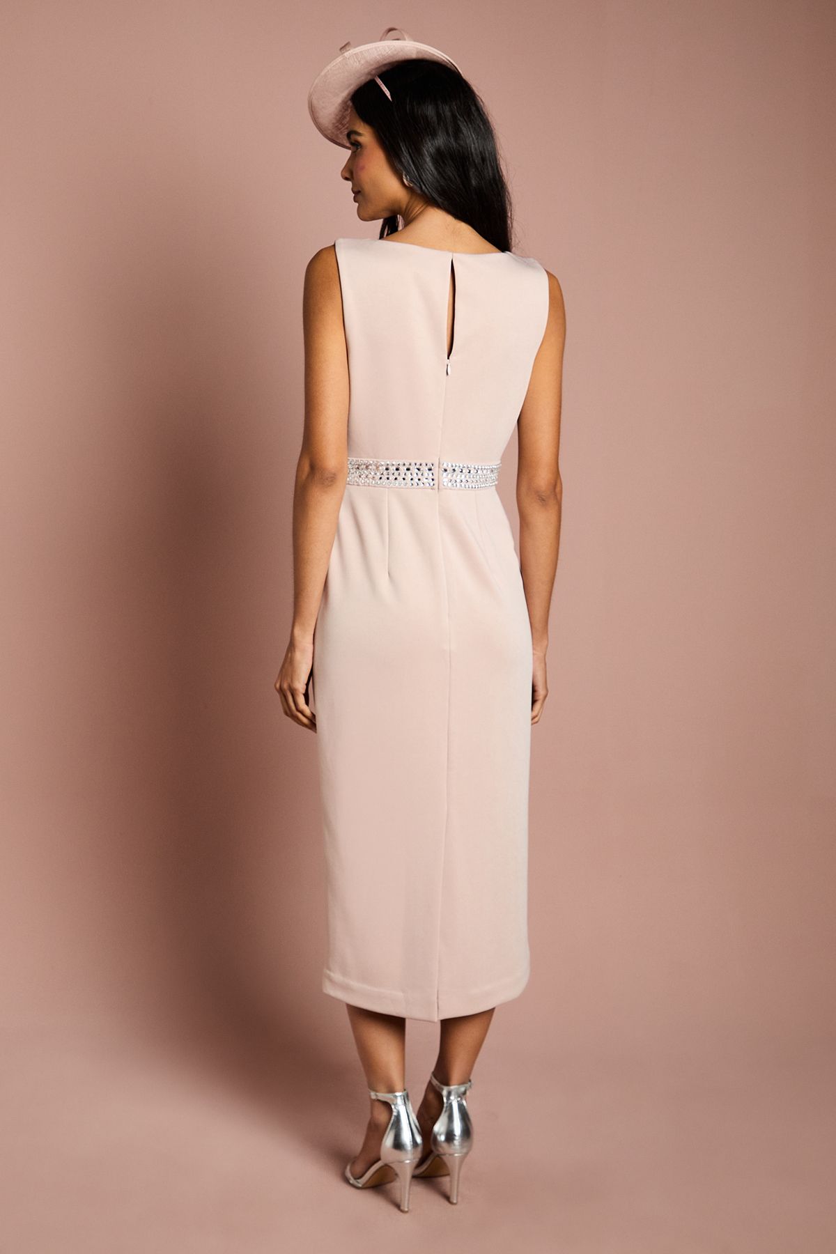 Coast Column Embellished Waist Ponte Midi Dress Mocha image 3