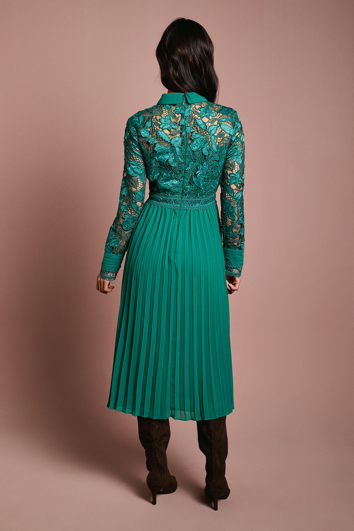 Coast Petite Lace Shirt Dress Emerald image 3