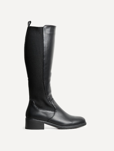 Linzi Renae Black Faux Leather Classic Riding Style Boot