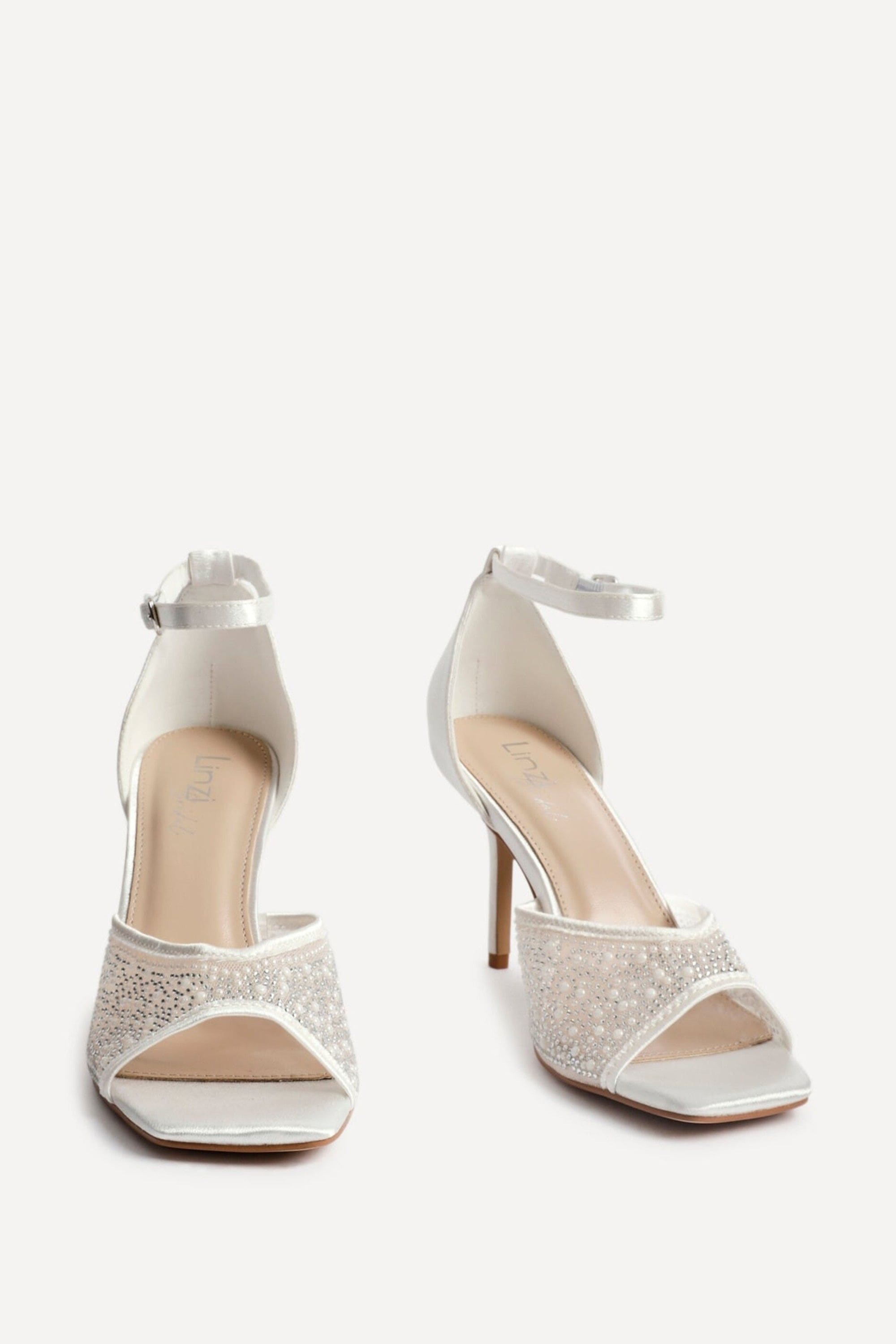 Linzi Encanta Ivory Satin Diamante Mesh Stiletto Heeled Sandal image 3